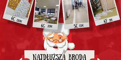 Powiększ grafikę: Zdjęcie nagrodzonych bród Mikołaja i napis  z Mikołajem
