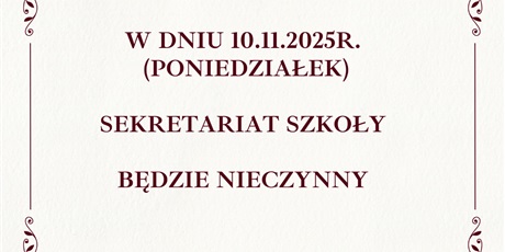10.11.2025 nieczynny sekretariat szkoły