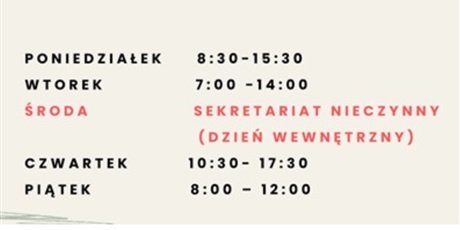 Godziny pracy sekretariatu szkoły
