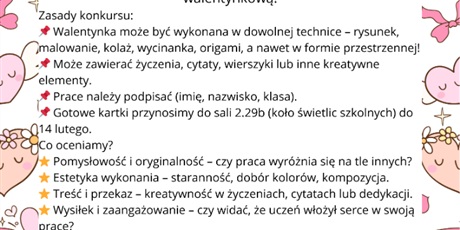 Konkurs Mini Samorządu kl. 1-3 na najciekawszą walentynkę