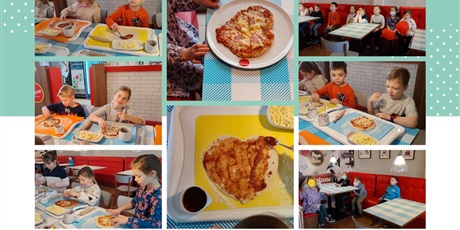Powiększ grafikę: Kolaż zdjęć. Dzieci robią pizzę.