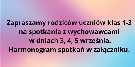 Spotkania z rodzicami uczniów klas 1-3