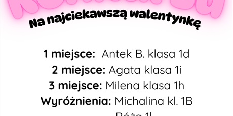 Wyniki konkursu kl. 1-3 na najciekawszą walentynkę