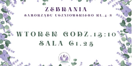 Zebrania Samorządu Uczniowskiego klas 4-8 w roku szkolnym 2025/2026